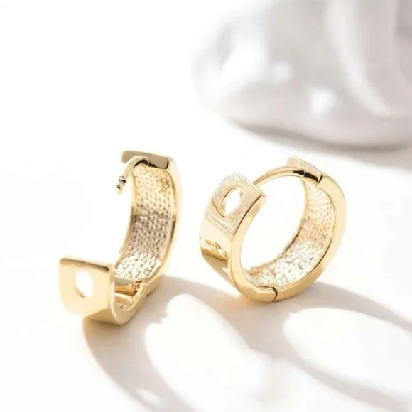 ✨ Checkered Huggie Hoop Earrings - Picture 3 of 8